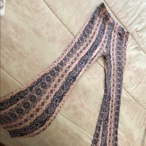 FashionNova light pink and navy blue flare bottoms